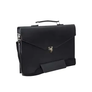 Stylish Black Laptop <b>Bag</b> with Metal Closure and Detachable Strap - Product Image 2
