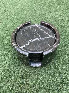 Juego de Posavasos de Piedra de Mármol Negro Zebra Hechos a Mano con Soporte, Posavasos de Piedra Natural - Product Image 6