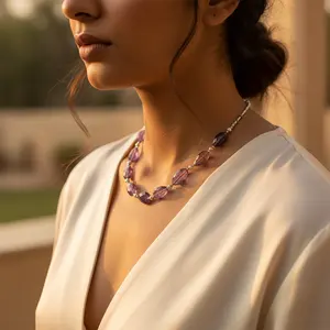 Collar de Amatista para Mujer, Joyería de Cristal con Plata de Ley - Product Image 1