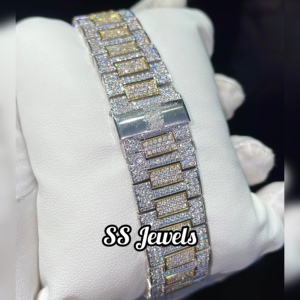 Novedad en relojes mecánicos chapados en oro de 14 quilates para hombre, VVS Clarity, Blanco completo, cultivado en laboratorio, lujo, 41mm, movimiento japonés, acero inoxidable - Product Image 2