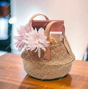 Handmade Eco-friendly Storage Seagrass <b>Belly</b> <b>Basket</b> Luxury Gift Box for Holidays Birthday New Gift <b>Basket</b> With Handle - Product Image 6
