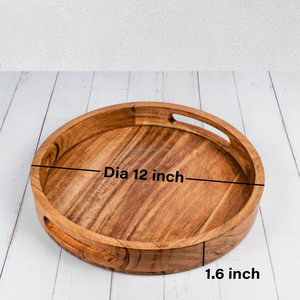 Good Quality Wood Round Tray Tea & Coffee Table Decorative Serving Tray Food Storage Platters for Serving Beverages & Food - Product Image 6