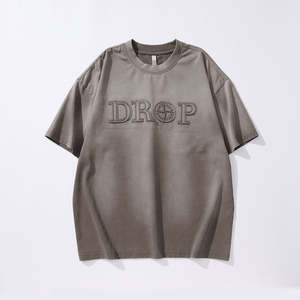 Camiseta de Algodón Orgánico de Punto con Lavado Ácido Personalizada para Hombre, Bordado e Impresión Directa, Estilo Vintage, Venta al por Mayor - Product Image 1