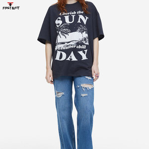 Top tendance professionnel fait pas cher prix plaine Design de mode impression 100% coton tissu femmes t-shirts - Product Image 3