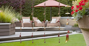 Élégant carillons éoliens en fer à 5 grappes faits à la main, cloches suspendues de balcon rouge doré, ornements de jardin de mariage d'intérieur et d'extérieur - Product Image 3