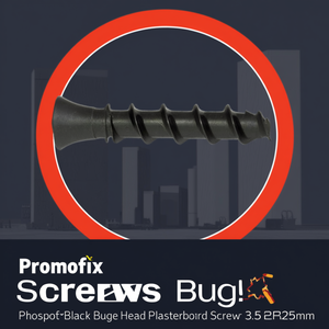 Tornillos para Pladur con Cabeza de Trompeta, Fosfatados, Negros, Promofix, 3.5X25mm - Product Image 3