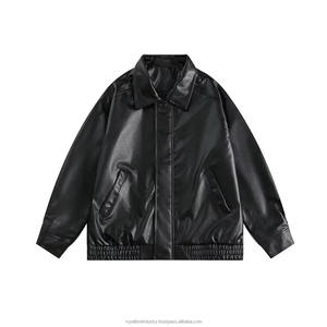 Style américain Loose-fit Motorcycle Wear Vintage Spring Autumn New Leather Jacket For Men Pu Leather Trainer Bomber Jacket - Product Image 2