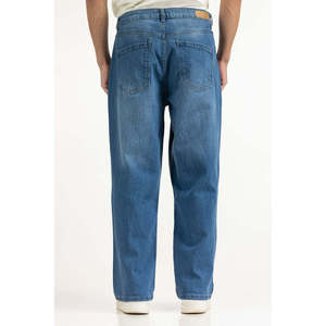 Jean droit ample vintage MN-JNS-SS25-015 en denim délavé avec broderie, couleur foncée pour l'hiver - Product Image 4