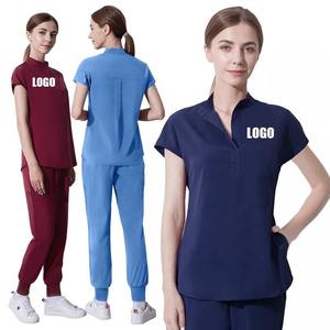 Uniformes médicos elásticos de Spandex de rayón de alta calidad, uniformes de Hospital personalizados para hombres, uniformes para mujeres, abrigos de laboratorio médico, uniforme de enfermera - Product Image 1