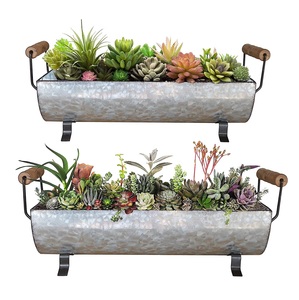 Galvanized Utensil & Flowers planter Farmhouse Storage tub with side handle Home & Garden Decor Indoor/Outdoor <b>Plants</b> <b>Pots</b> - Product Image 1