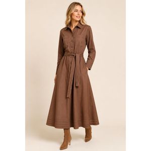 Robe à boutons et jupe longue 3088 - Vison - Product Image 1
