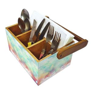Top Selling Wooden 4 Compartment Rectangle Shape Caddy With Handle For Organizing Accessories - Product Image 6