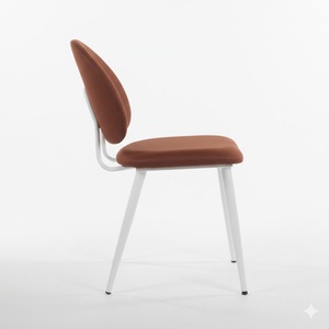 Modern <b>Extendable</b> Glass Dining <b>Table</b> Set with 4 Rust Orange Velvet Chairs White Metal <b>Legs</b> Luxury Kitchen Furniture for Home Caf - Product Image 5