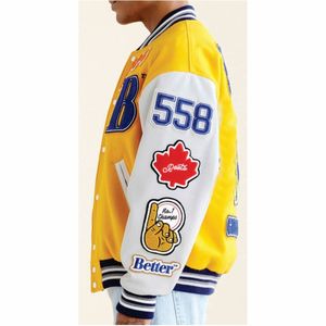 College Baseball jacket for men winter stylish wholesale breathable letterman unisex satin plain embroidered jacket - Product Image 3