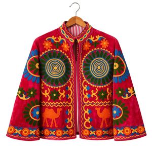 Veste en velours brodée Suzani, faite à la main, style bohème indien, manteau ethnique, cadeau pour elle, art vintage - Product Image 1