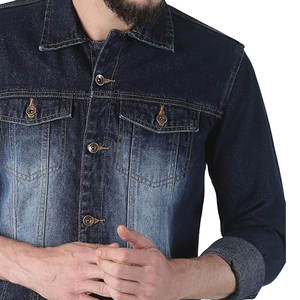 Chaqueta vaquera lavada OEM para hombre, prendas de vestir informales al por mayor, Chaquetas vaqueras de invierno abotonadas - Product Image 5