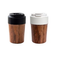 Mug de voyage en céramique à motif bois de 350 ml avec couvercle anti-fuite, tasse thermique portable réutilisable