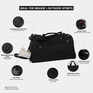 Sac de sport en maille respirante avec poches latérales Sac de sport étanche et durable avec compartiment à chaussures meilleure vente avec personnalisation - Product Image 6