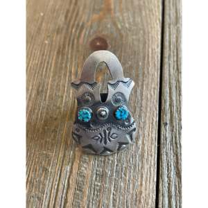 Tim Yazzie Kingman Turquoise & Sterling Silver <b>Adjustable</b> <b>Ring</b> Stainless Steel Vase Bezel Setting Gift for Size 6 Number Shape - Product Image 1