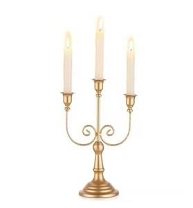 Elegant <b>Gold</b> Metal <b>Candelabra</b> with Round Base Table Centerpiece Home Decoration Including Elegant Velvet Felt - Product Image 6