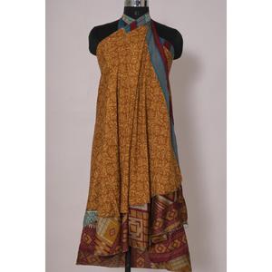 Jupe portefeuille réversible pour femme Vintage Sari Soie Boho Festival Mode Jupe indienne légère à deux couches - Product Image 5