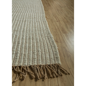 พรมปูพื้นลายทางสีเบจและสีน้ำตาล รุ่น Abraash ทำจากปอกระเจาและป่าน รุ่น PDJT-305 สำหรับใช้ในบ้าน - Product Image 4