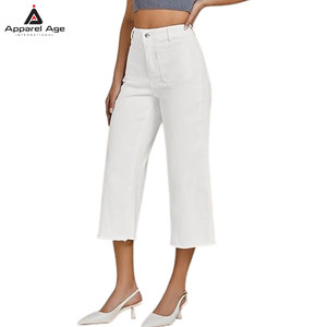 Jeans capri transpirables para mujer al por mayor con MOQ bajo, diseño personalizado, últimos modelos de jeans capri para mujer para venta en línea - Product Image 2