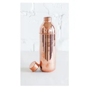 Garrafa de água de cobre com estampa esmaltada, garrafa de cobre sólida feita à mão, garrafa de água potável de cobre a preço de fornecedor indiano