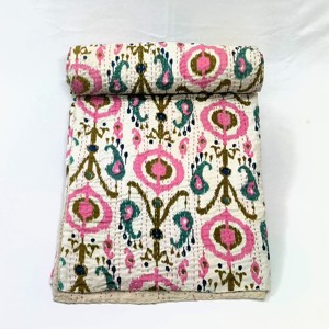Đôi Kích thước bông ikat kantha Quilt mua hàng trực tuyến - Product Image 3