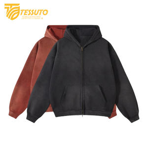 <b>Black</b> & Red Acid Wash <b>Hoodie</b> for Men Original Cotton Anti Shrink Breathable Acid Wash <b>Hoodie</b> Casualwear Sun Fade <b>Zipper</b> <b>Hoodie</b> - Product Image 1