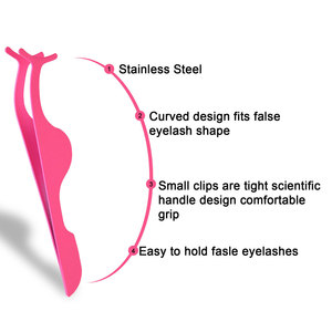 Wholesale Custom Logo Stainless Steel Eyelash Tweezers Private <b>Label</b> Eyelash <b>Applicator</b> in Pink Color - Product Image 4