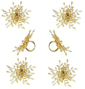 Rond de serviette bouquet de perles de cristal doré Décoration intérieure unique et centre de table pour table à manger ou fête Design floral - Product Image 5