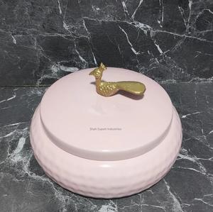 Hammered Design Round Shape Metal Candle <b>Bowl</b> With Lid <b>Pink</b> Color for Home and Wedding Tabletop Decor Candle <b>Bowls</b> - Product Image 5