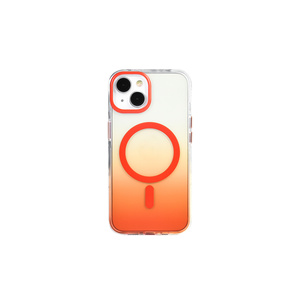 Coque antichoc en silicone transparent dégradé orange Netzy compatible MagSafe pour iPhone 13 14 Plus - Product Image 1