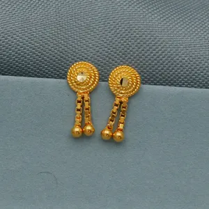 20K Gold Small Stud Dangle Earring Wholesale Custom Quality Nouveau Ethnic Look unique jewelry Fashion Statement Jewellery