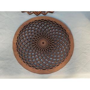 Wooden Round Flower Pattern <b>Trivet</b> Heat Resistant Tabletop Protector For Kitchen Dining restaurant Tableware Decorative Use - Product Image 1