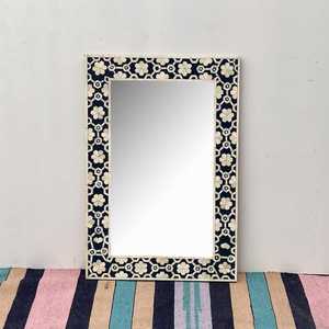 Cadre de miroir à motif moderne en incrustation d'os supérieur exclusif Cadre de miroir mural en os décoratif pour la maison Cadre de miroir mural en incrustation d'os fait à la main - Product Image 1
