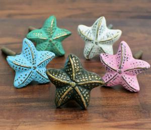 Meubles de luxe européens étoile poisson or et bleu couleur dégradée armoire tiroir porte boutons et fer tire poignée - Product Image 6