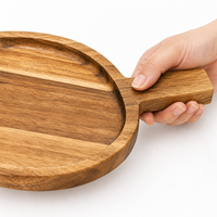 Bandeja de Servir de Madera de Acacia con Forma de Hoja, con Asa y Borde Elevado para Queso, Frutas, Aperitivos y Postres