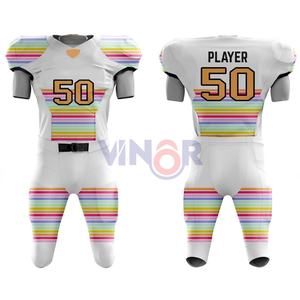 Ensembles d'uniformes de football américain personnalisés OEM en gros uniformes de jeu d'entraînement de couleur unie d'équipe pour adultes utilisés pour le sport - Product Image 1