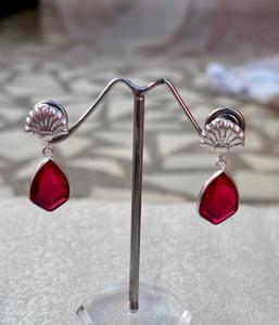 Pendiente de cristal de rubí de Plata de Ley 925, pendiente de aspecto hermoso y clásico, pendiente de plata y cristal de Rubí, regalo para ella - Product Image 2