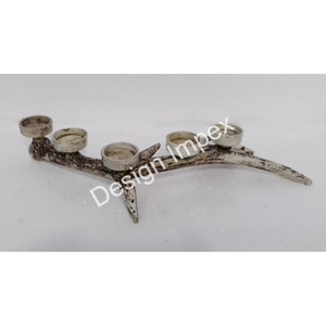 Silver Finished Antler Candle Holder <b>Birthday</b> Parties <b>Table</b> Decorative Tealight Wax Cup Candle Stand Low Prices - Product Image 5