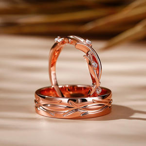 แหวนคู่วินเทจเงินสเตอร์ลิงเจลิยาพร้อมดีไซน์กิ่งไม้ชุบทอง - Product Image 5