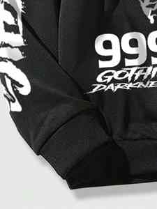 2024ชุดวอร์มสำหรับผู้ชายขนาดใหญ่พิเศษปักลายด้วยผ้าปะติดเสื้อฮู้ดและกางเกงวอร์มแบบสวมหัว - Product Image 3