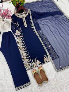 New Designer Party Wear <b>Top</b> Bottom Set with Dupatta Heavy Embroidery Quick Dry & Stretchable - Product Image 5