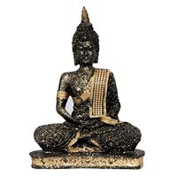Élégante sculpture de bouddha en polyrésine dorée sur le thème de la paume | Pièce maîtresse spirituelle artisanale pour la décoration et les cadeaux de bureau à domicile