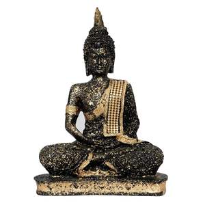 รูปปั้นพระพุทธรูปโพลีเรซิ่นสีทองหรูหราในธีมปาล์ม | โชว์ผลงานทางจิตวิญญาณทำด้วยมือสำหรับตกแต่งบ้านสำนักงานและเป็นของขวัญ - Product Image 6