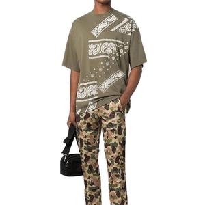 Personalizar impreso Droppe hombro camiseta para hombres 100% algodón Hip Hop ropa de hombre Gymwear culturismo ropa informal suelta - Product Image 4