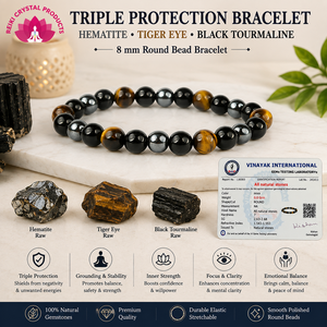 Bracelet en cristal - Bracelet perlé en hématite, œil de tigre et tourmaline noire de 8 mm pour la mise à la terre et la protection - Product Image 3