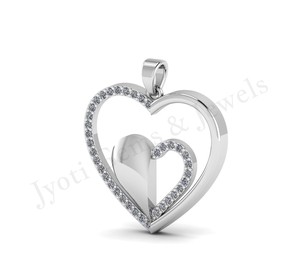 Bijoux fins personnalisés qualité d'exportation 25mm argent Sterling 925 Double coeur Zircon charme Style classique cadeau chrétien pour les femmes - Product Image 5